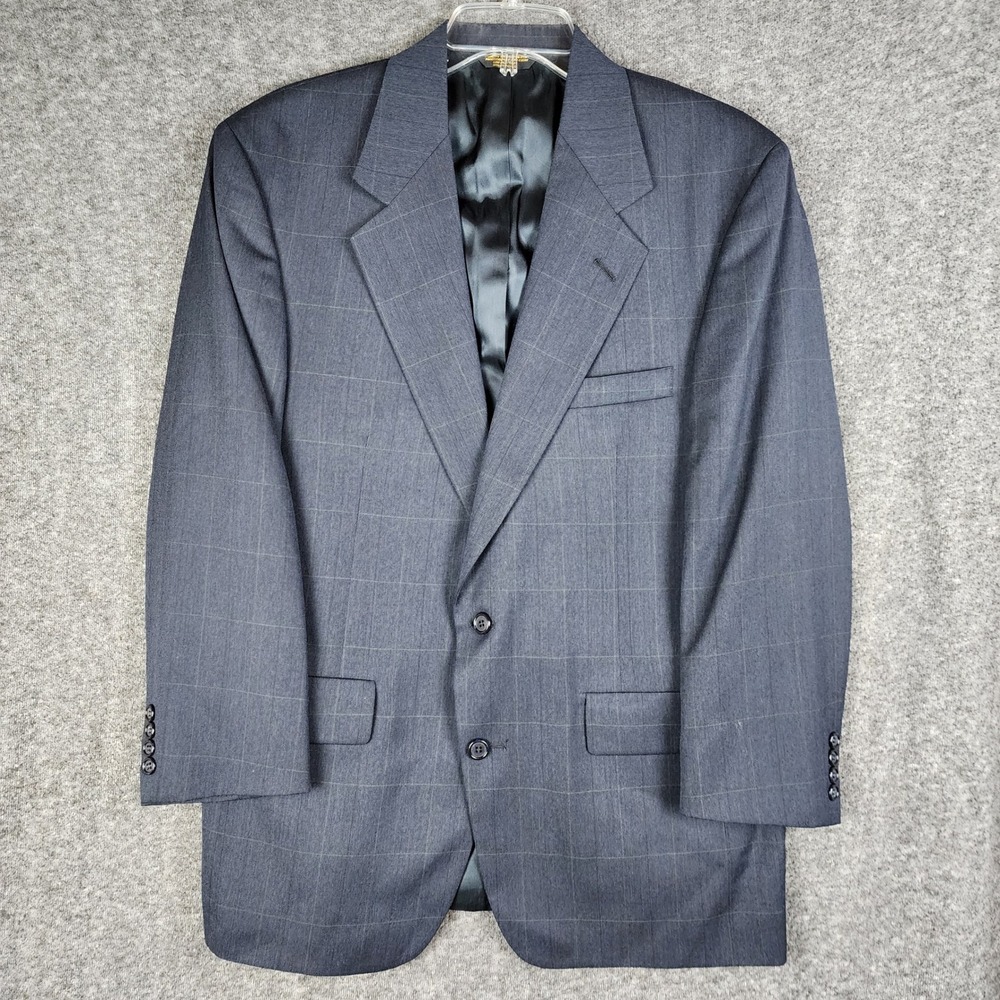 Hunter Haig 2 Piece Suit Mens 30x29 Grey Windowpane Check Union Made USA